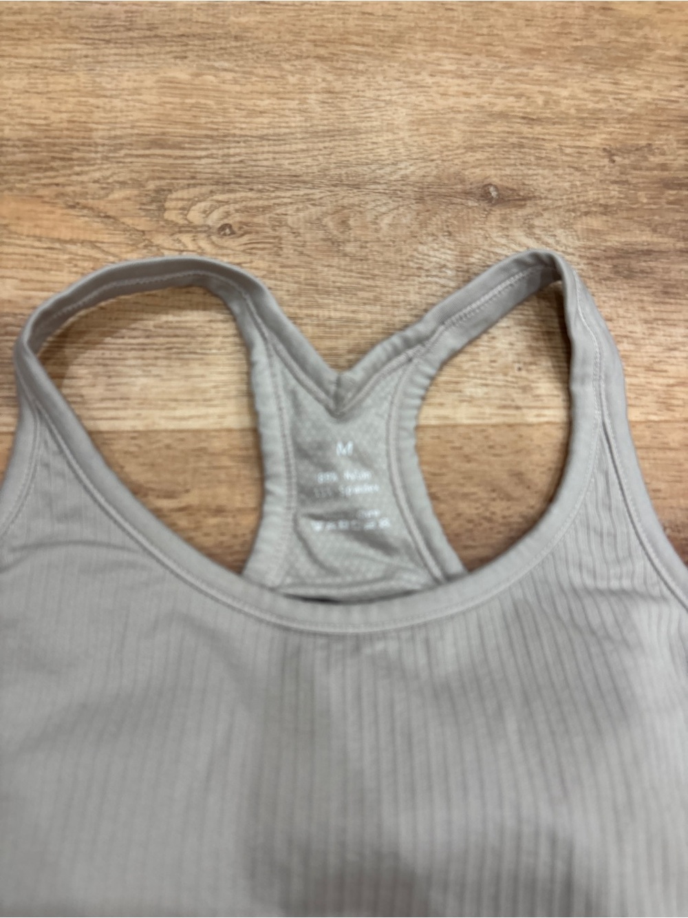 Amazon Ribbed Racerback Crop Tank Top - Light Gray - Picture 2 of 3